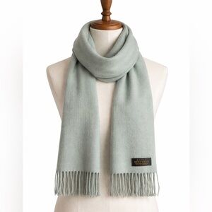 Royal Speyside Scotland 100% Cashmere Scarf Sage Green Fringe 12”x60”